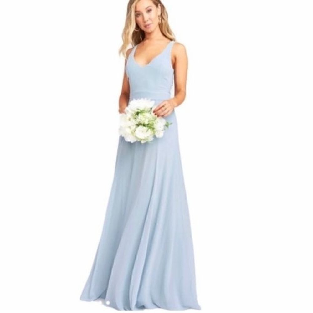Show Me Your MuMu Jenn Maxi Dress Steel Blue NWT